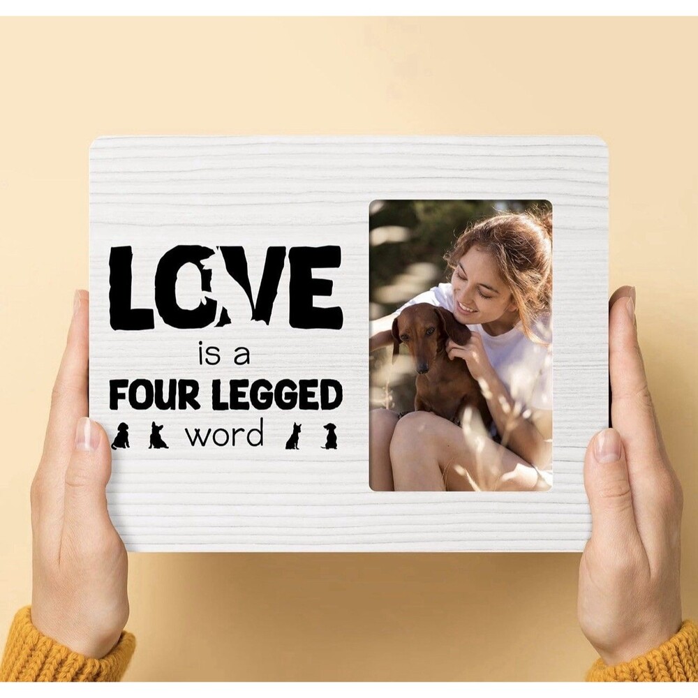 Pet Memorial Picture Frame, Love Is a Four Legged Word, 4x6 Inch Photo